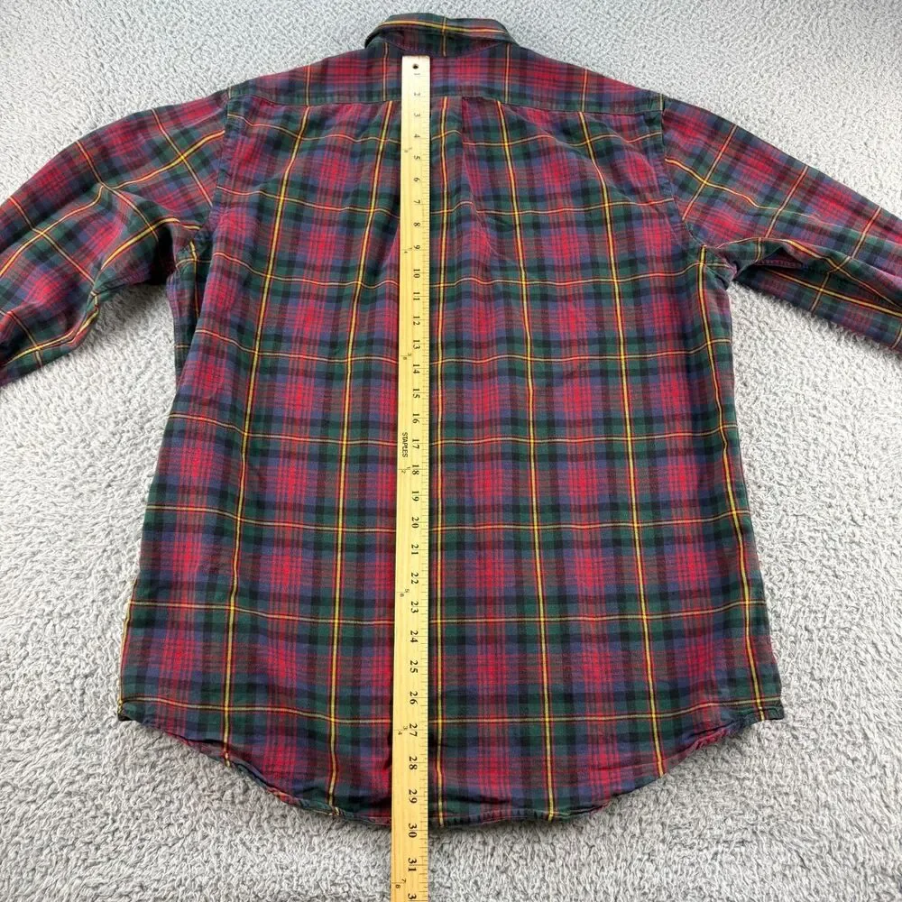 Polo Ralph Lauren Classic Fit Plaid Oxford Shirt Mens Large Red Tartan Check
